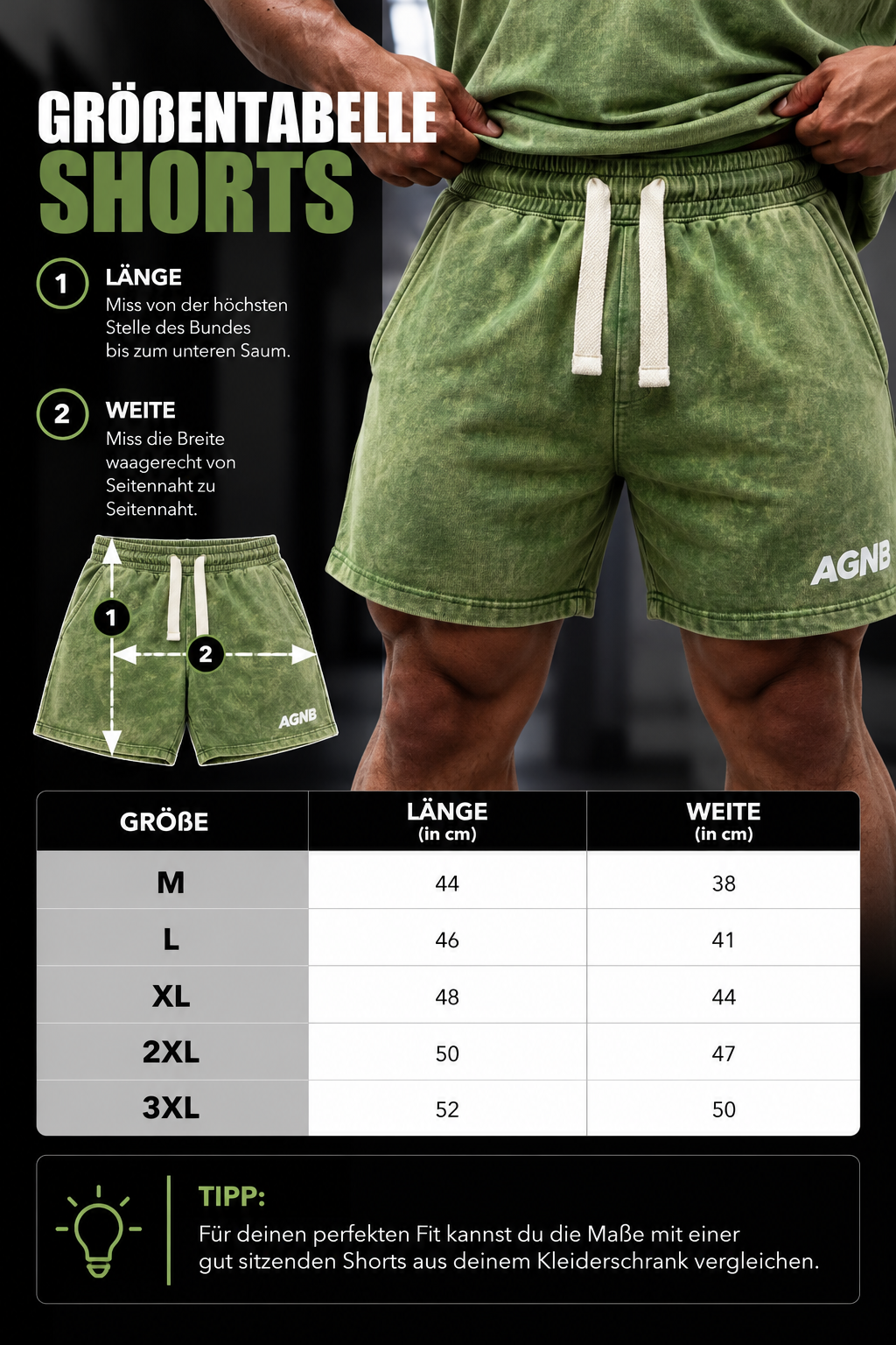 Acid Washed Men’s Oversized Shorts – Green