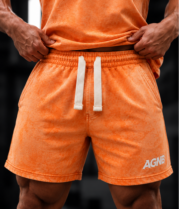 Acid Washed Men Shorts – Orange
